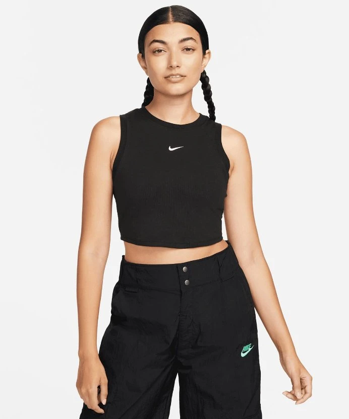 Resim Nike Sportswear Chill Knit Tight Cropped Mini-Rib Tank Top