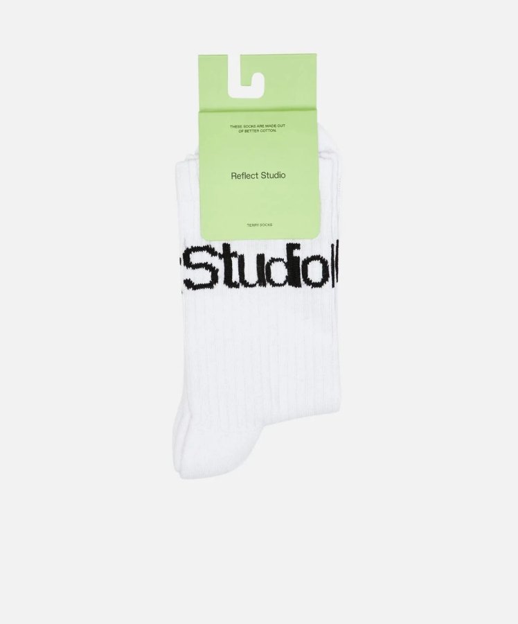 Resim Reflect Studio Ribbed Logo Socks White